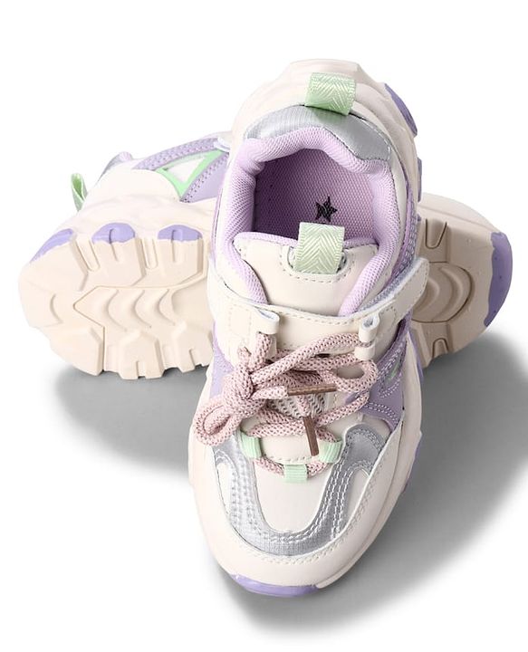 Cute Walk by Babyhug Velcro Closure Solid Sneaker Shoes - Purple