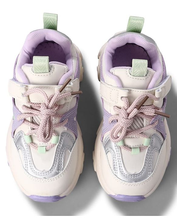 Cute Walk by Babyhug Velcro Closure Solid Sneaker Shoes - Purple