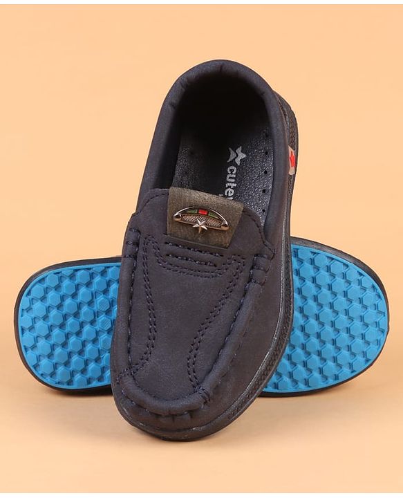 Cute Walk by Babyhug Slip On Solid Loafers - Navy Blue