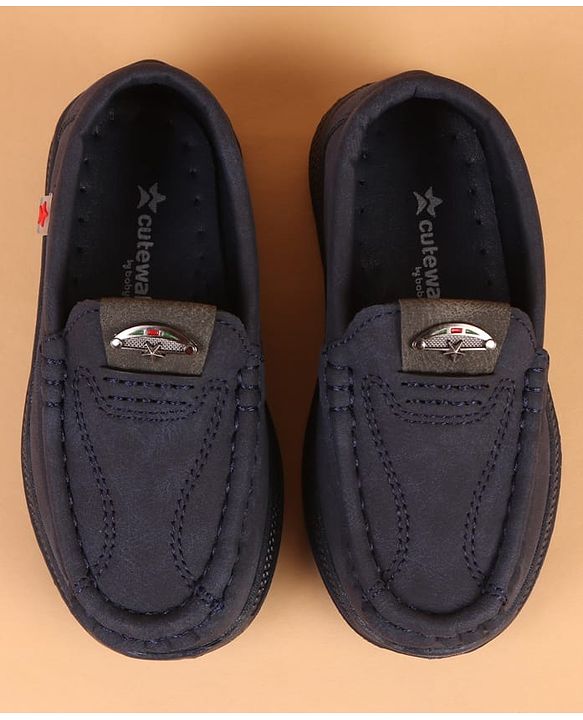 Cute Walk by Babyhug Slip On Solid Loafers - Navy Blue