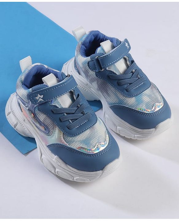 Cute Walk by Babyhug Velcro Closure Solid Sneaker Shoes - Blue