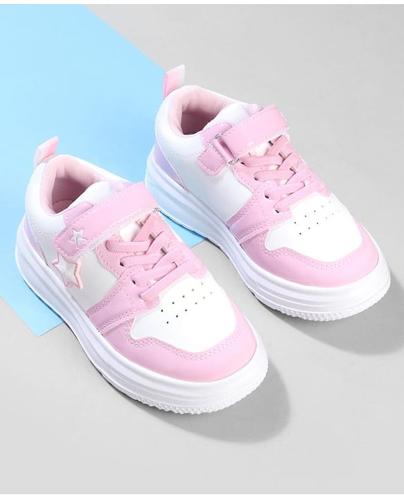 Cute Walk by Babyhug Velcro Closure Sneaker with Star Applique - Pink