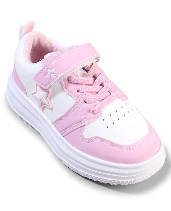 Cute Walk by Babyhug Velcro Closure Sneaker with Star Applique - Pink