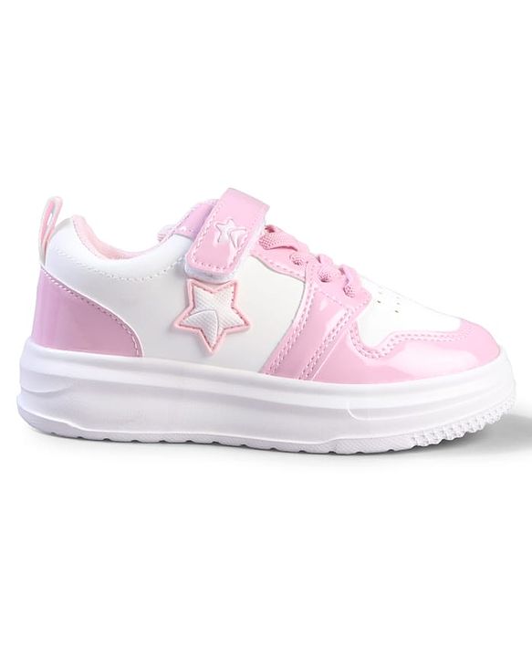 Cute Walk by Babyhug Velcro Closure Sneaker with Star Applique - Pink