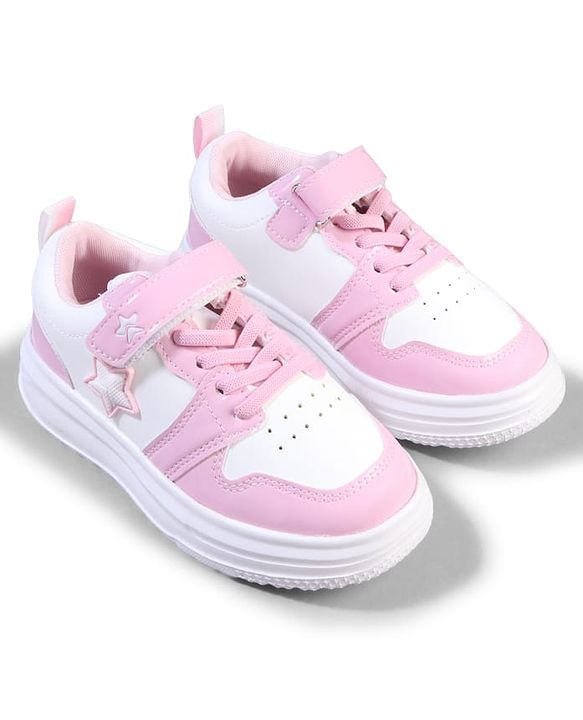 Cute Walk by Babyhug Velcro Closure Sneaker with Star Applique - Pink