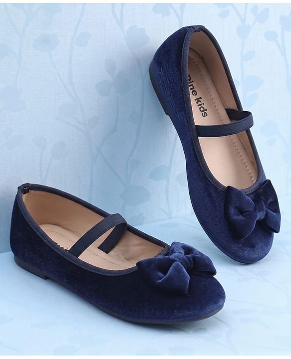 Pine Kids Slip On Ballerina With Bow Applique - Navy Blue