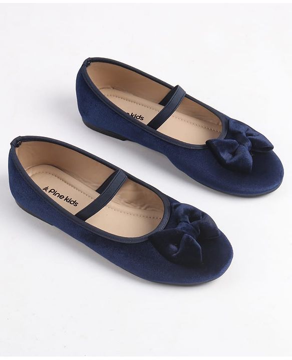 Pine Kids Slip On Ballerina With Bow Applique - Navy Blue