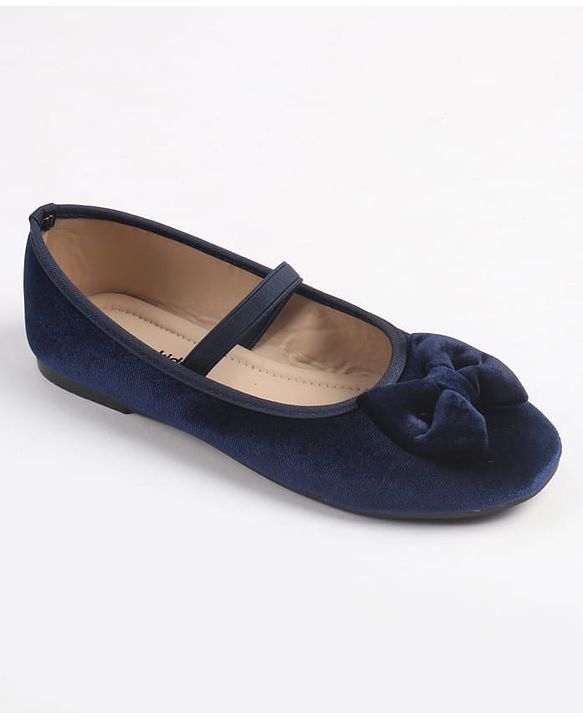 Pine Kids Slip On Ballerina With Bow Applique - Navy Blue