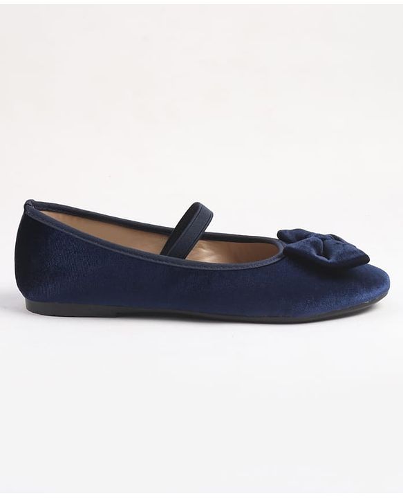 Pine Kids Slip On Ballerina With Bow Applique - Navy Blue