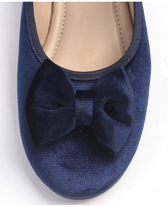 Pine Kids Slip On Ballerina With Bow Applique - Navy Blue
