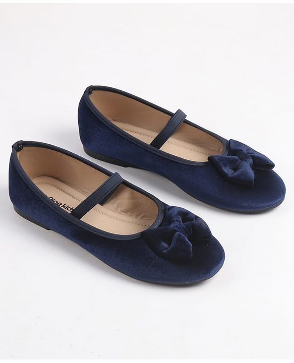 Pine Kids Slip On Ballerina With Bow Applique - Navy Blue