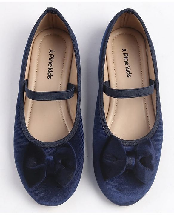 Pine Kids Slip On Ballerina With Bow Applique - Navy Blue
