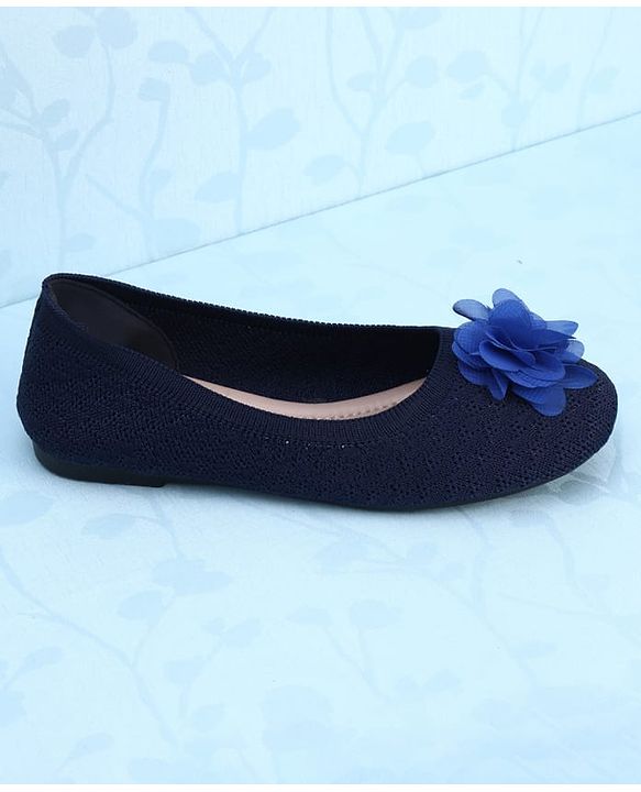 Pine Kids Slip On Ballerina With Floral Applique - Navy Blue