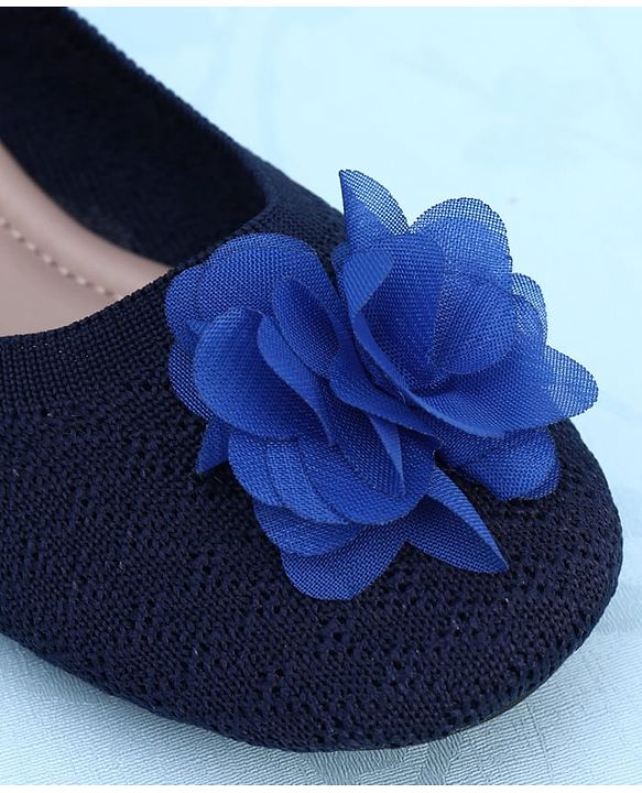 Pine Kids Slip On Ballerina With Floral Applique - Navy Blue