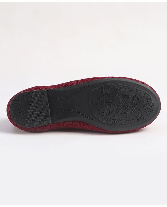 Pine Kids Slip On Ballerina With Floral Applique - Maroon