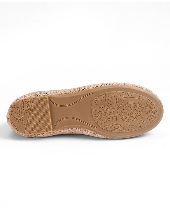 Pine Kids Slip On Ballerina with Floral Applique - Brown