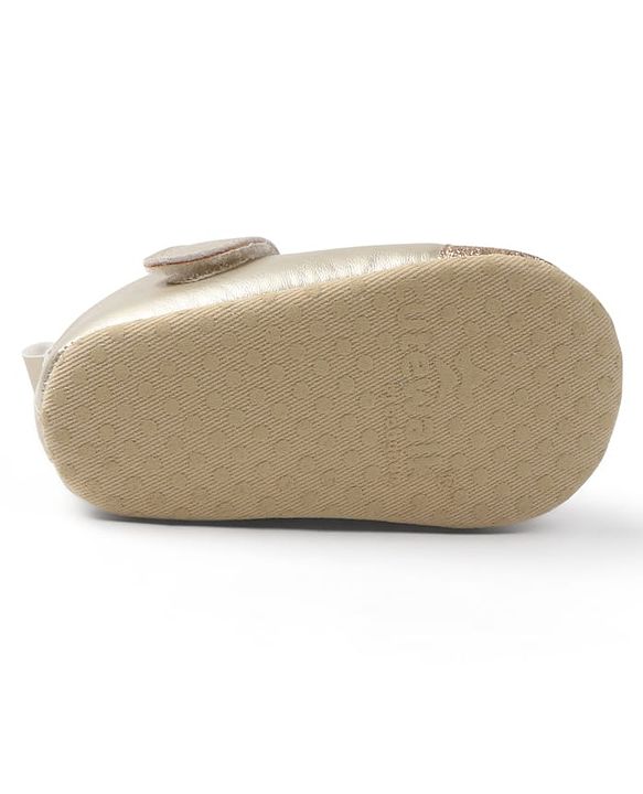 Cute Walk by Babyhug Velcro Closure Booties with Crown Applique - Golden