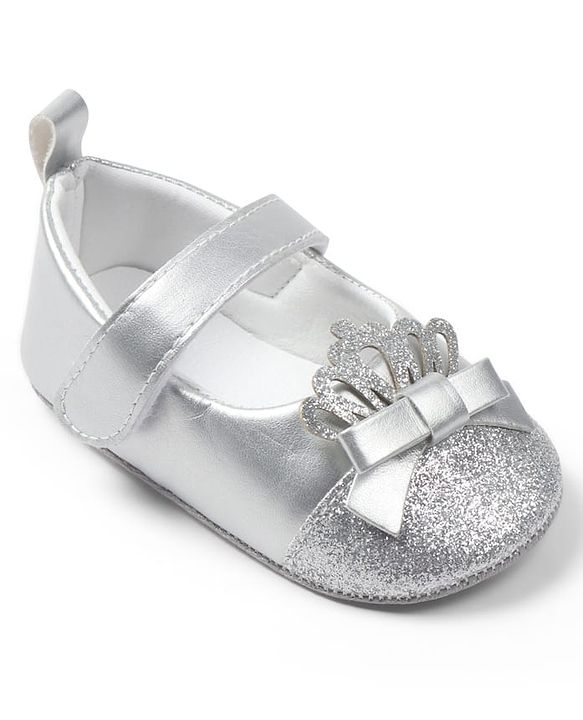 Cute Walk by Babyhug Velcro Closure Booties with Crown Applique - Golden