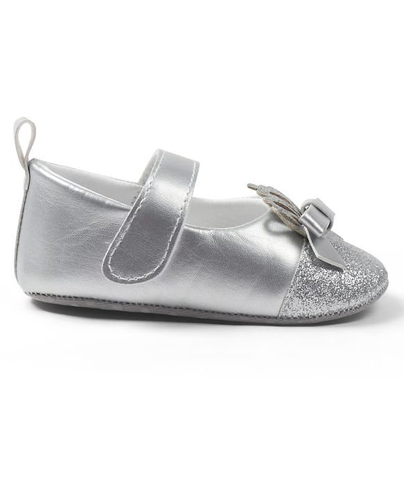Cute Walk by Babyhug Velcro Closure Booties with Crown Applique - Golden
