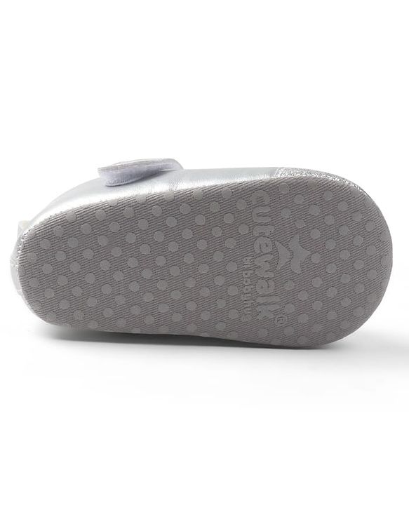 Cute Walk by Babyhug Velcro Closure Booties with Crown Applique - Golden