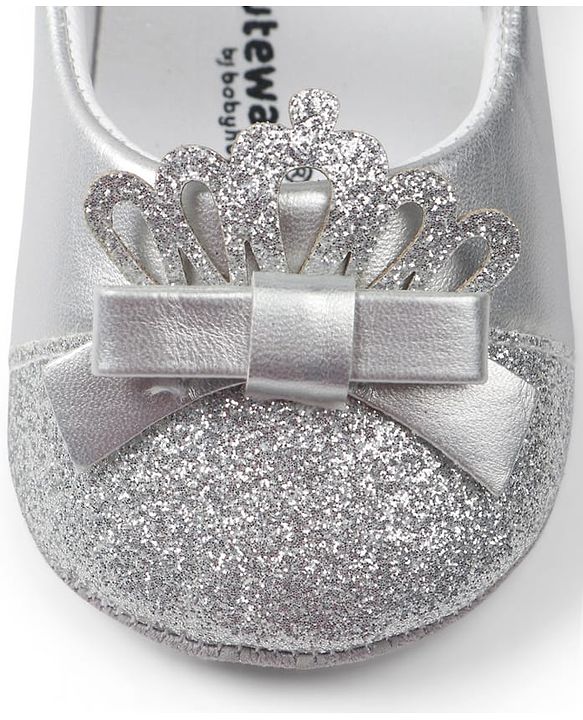 Cute Walk by Babyhug Velcro Closure Booties with Crown Applique - Golden