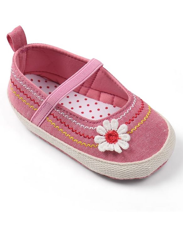 Cute Walk by Babyhug Slip On Booties with Floral Applique - Pink