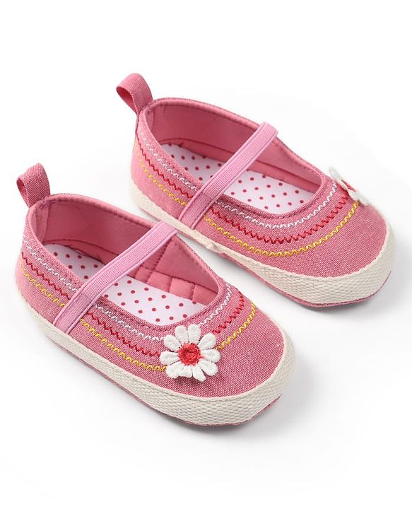 Cute Walk by Babyhug Slip On Booties with Floral Applique - Pink