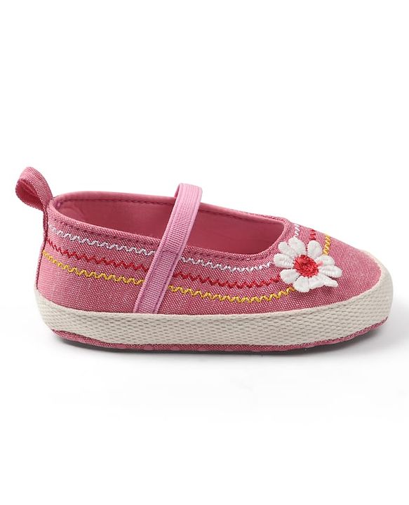 Cute Walk by Babyhug Slip On Booties with Floral Applique - Pink