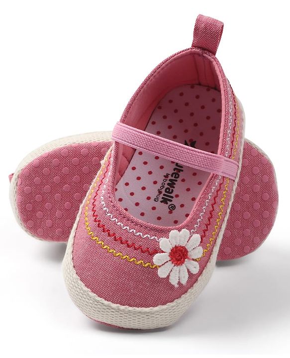 Cute Walk by Babyhug Slip On Booties with Floral Applique - Pink