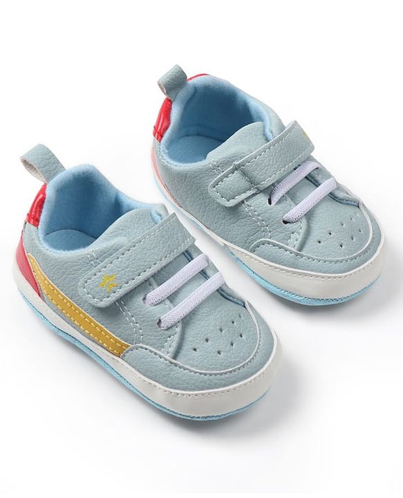 Cute Walk by Babyhug Velcro Closure Solid Booties - Blue