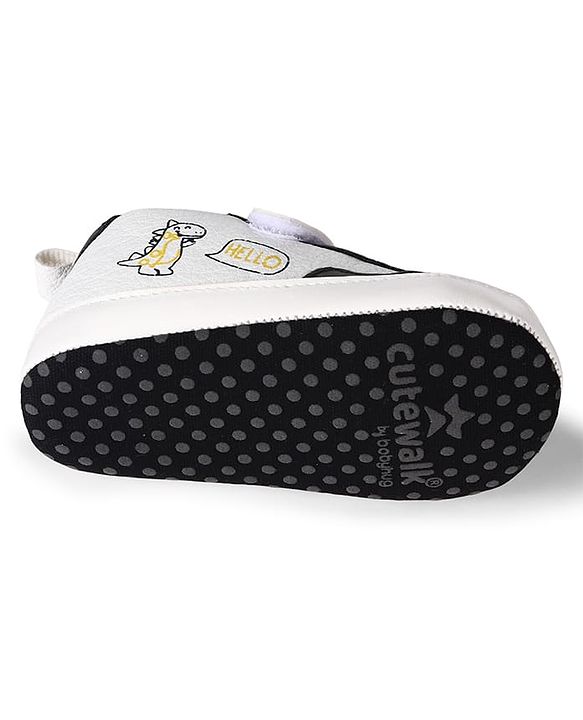 Cute Walk by Babyhug Velcro Closure Dino Printed Booties - Black