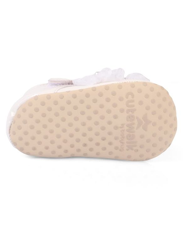 Cute Walk by Babyhug Velcro Closure Booties With Floral Applique - White