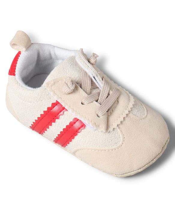 Cute Walk by Babyhug Lace Up Booties with Stripes - Red