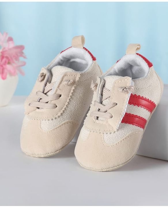 Cute Walk by Babyhug Lace Up Booties with Stripes - Red