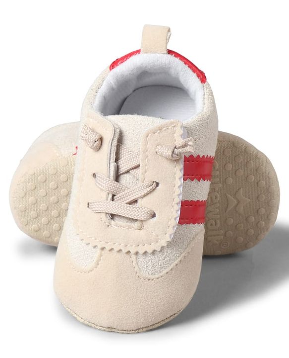 Cute Walk by Babyhug Lace Up Booties with Stripes - Red