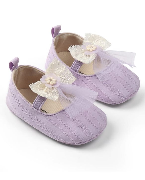 Cute Walk by Babyhug Slip On Booties with Bow Applique - Purple