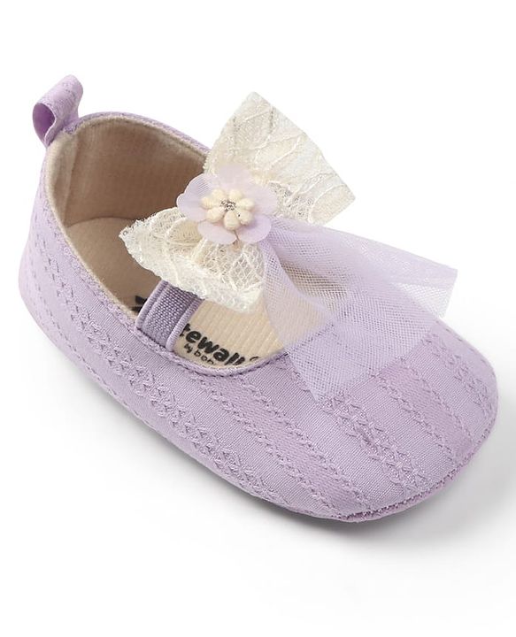 Cute Walk by Babyhug Slip On Booties with Bow Applique - Purple
