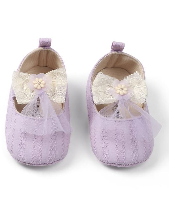 Cute Walk by Babyhug Slip On Booties with Bow Applique - Purple