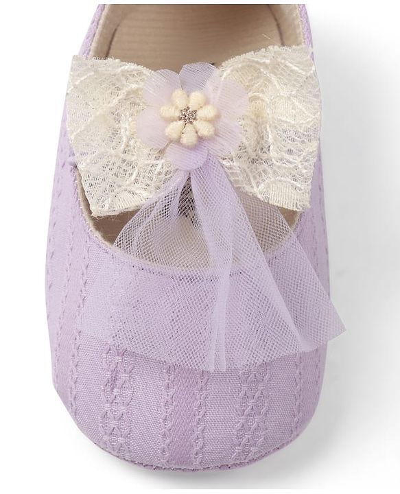 Cute Walk by Babyhug Slip On Booties with Bow Applique - Purple