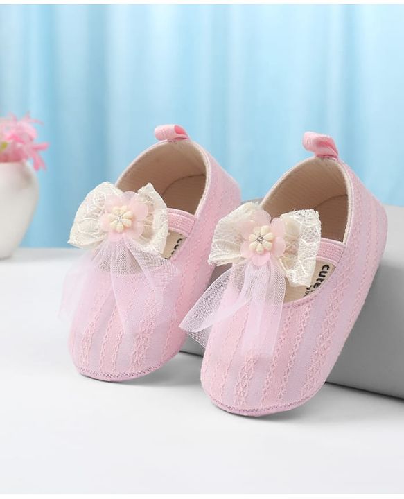 Cute Walk by Babyhug Slip On Booties with Bow Applique - Purple
