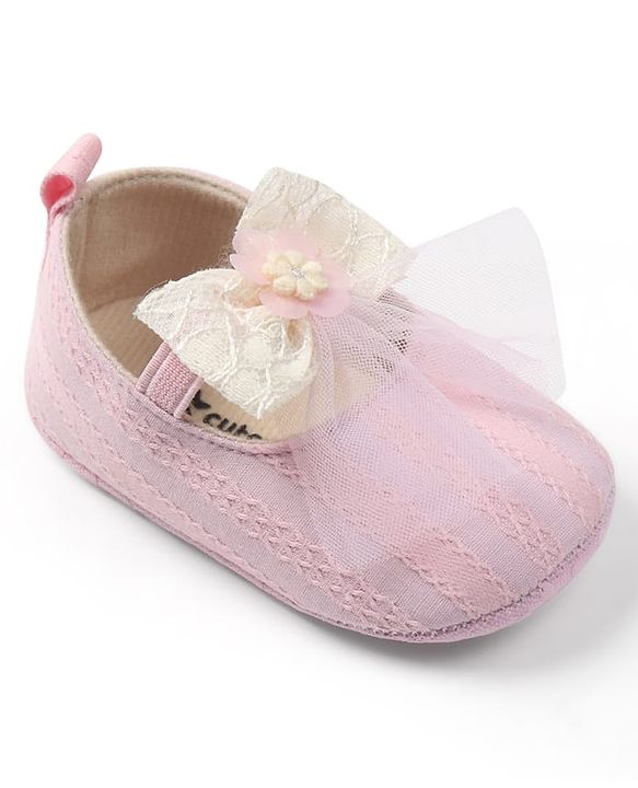 Cute Walk by Babyhug Slip On Booties with Bow Applique - Purple