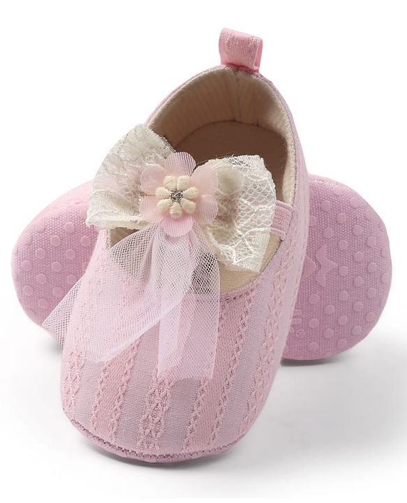 Cute Walk by Babyhug Slip On Booties with Bow Applique - Purple