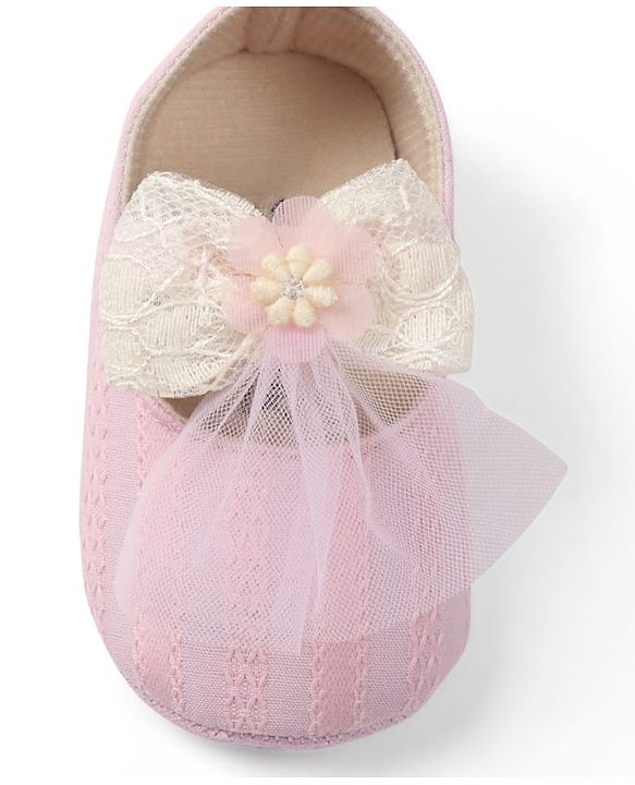 Cute Walk by Babyhug Slip On Booties with Bow Applique - Purple