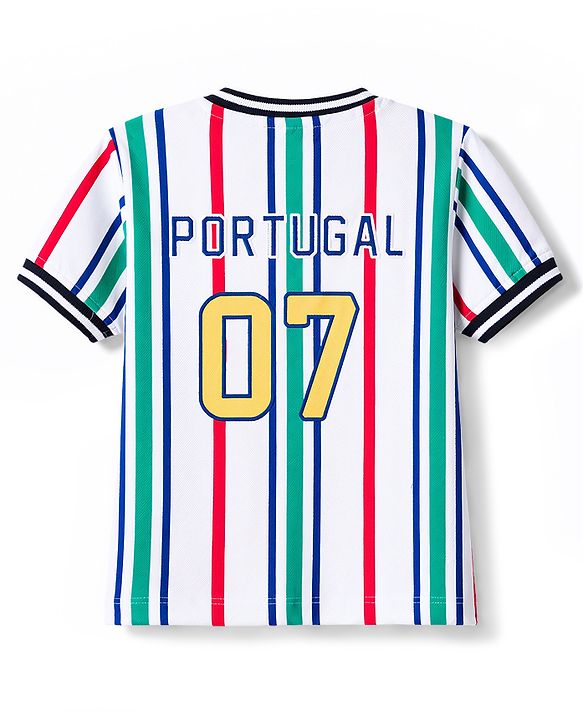 Babyhug 100% Cotton Knit Half Sleeves Striped & Text Printed T-Shirt & Shorts Set With Patch - Multicolor