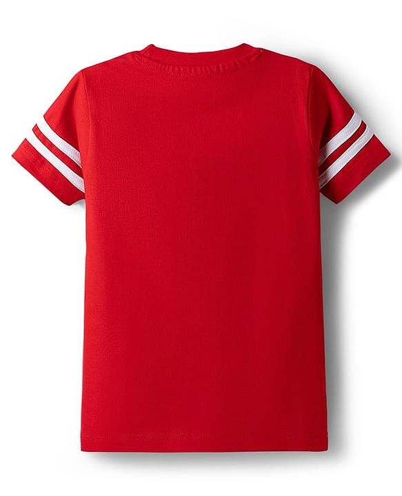 Babyhug Single Jersey Knit Half Sleeves T-Shirt & Shorts Set With Chicago Print - Red