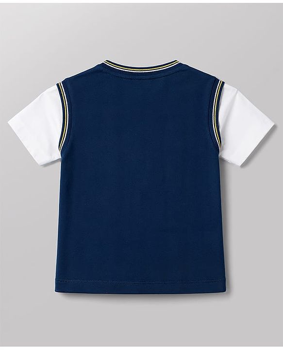 Babyhug Single Jersey Knit Half Sleeves Text Printed T-Shirt & Shorts Set - Multicolor