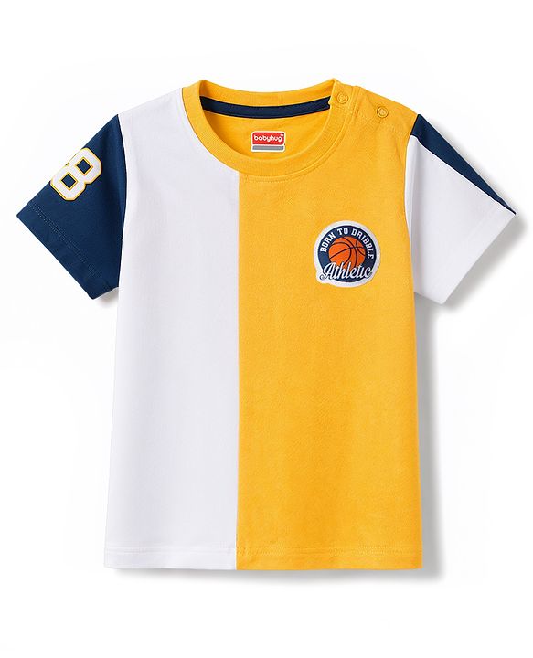 Babyhug 100% Cotton Knit Half Sleeves T-Shirt & Shorts Set With Patch - Multicolor
