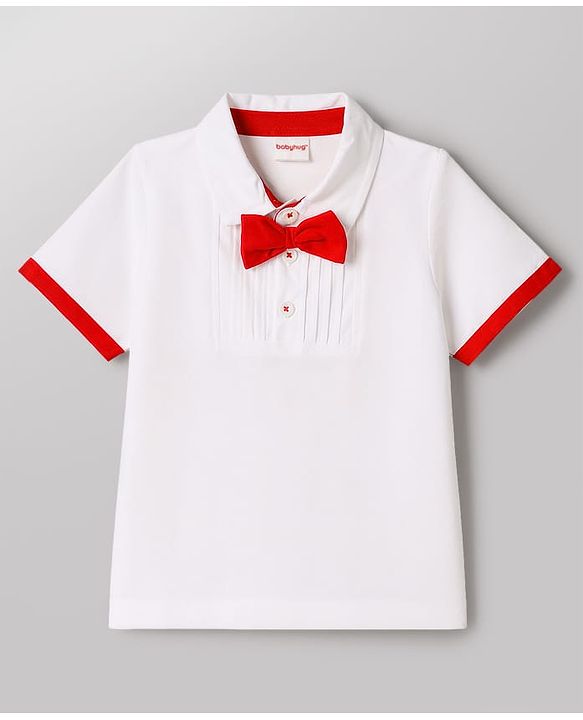 Babyhug Single Jersey Knit Half Sleeves Solid T-Shirt & Shorts Set - White & Red
