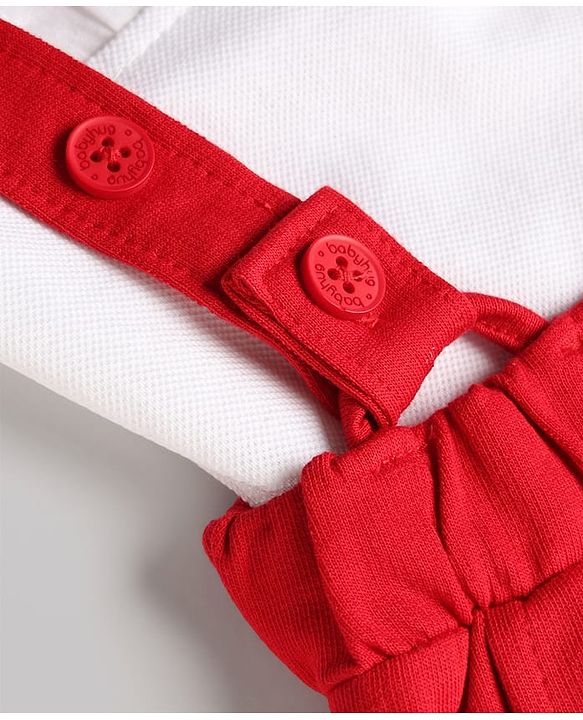 Babyhug Single Jersey Knit Half Sleeves Solid T-Shirt & Shorts Set - White & Red