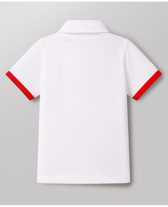 Babyhug Single Jersey Knit Half Sleeves Solid T-Shirt & Shorts Set - White & Red